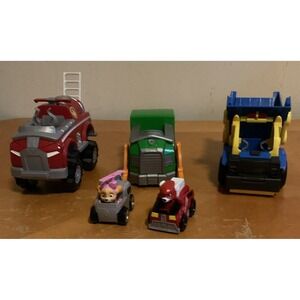 Lot Of 5 PAW Patrol Vehicles, Fire, Garbage And Dump Trucks And More